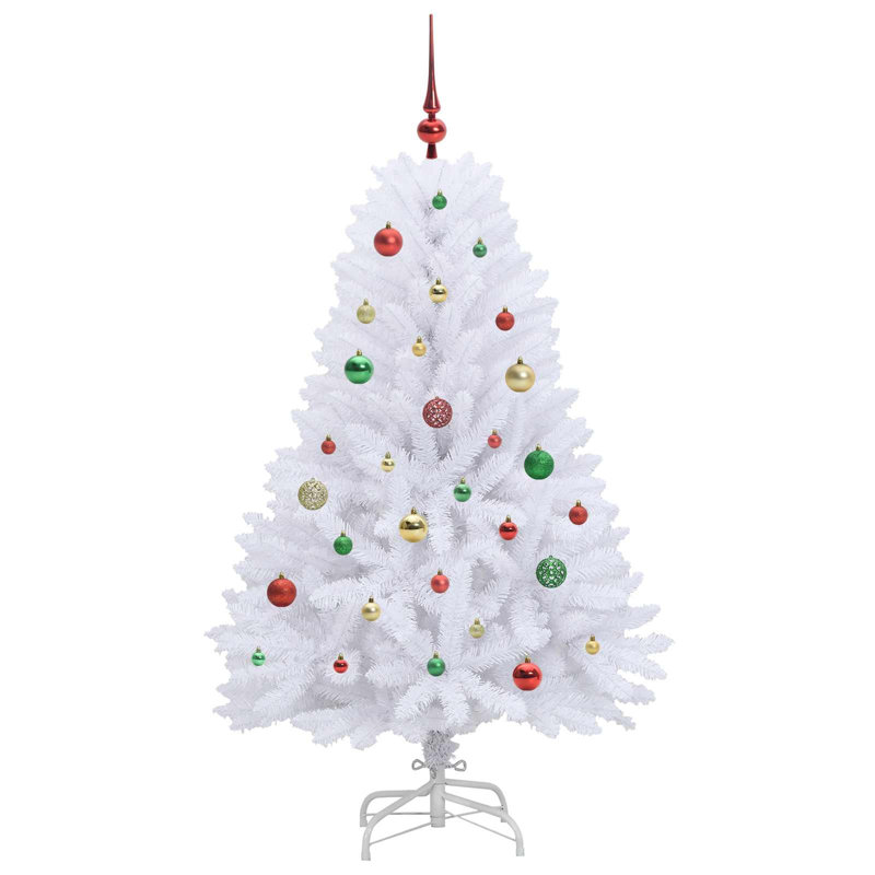 4.92' H Lighted Artificial Christmas Tree, Green/Red/Purple/Gold