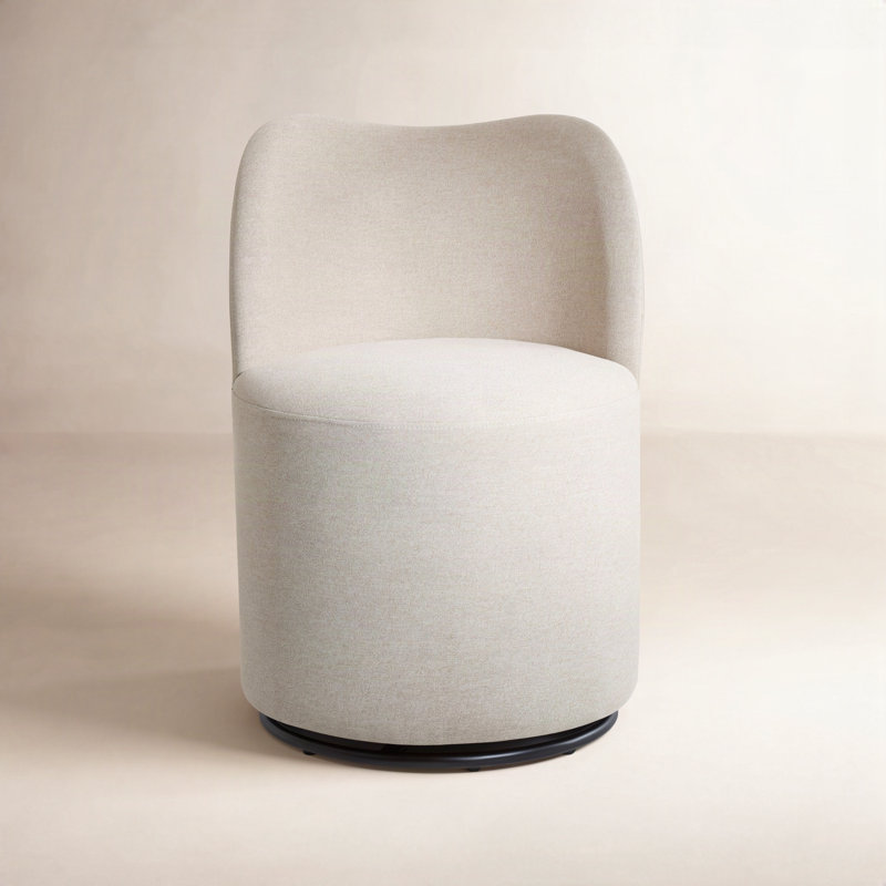 Chaise de salle à manger rembourrée et pivotante avec dossier incurvé et moderne bâton, Effie Linen Performance Fabric