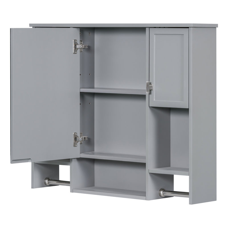 Wall Mounted Bathroom Cabinet with Mirror, Grey