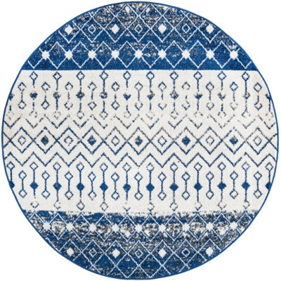 Tapis abstrait en polypropylène tissé à la machine Bradley-Joe en ivoire / bleu marine
