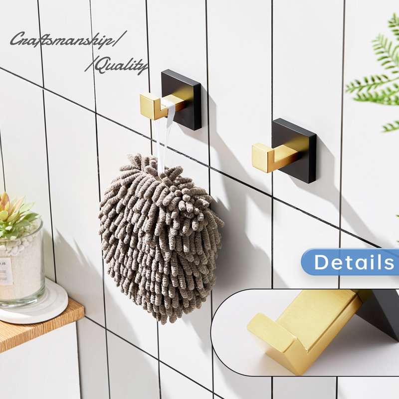 6 Piece Bathroom Hardware Set, Matte Black/Brushed Gold
