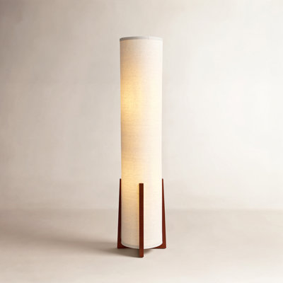 Parker 48 in. Farmhouse 2-Light LED Energy Efficient Floor Lamp with Beige Fabric Cylinder Shade
