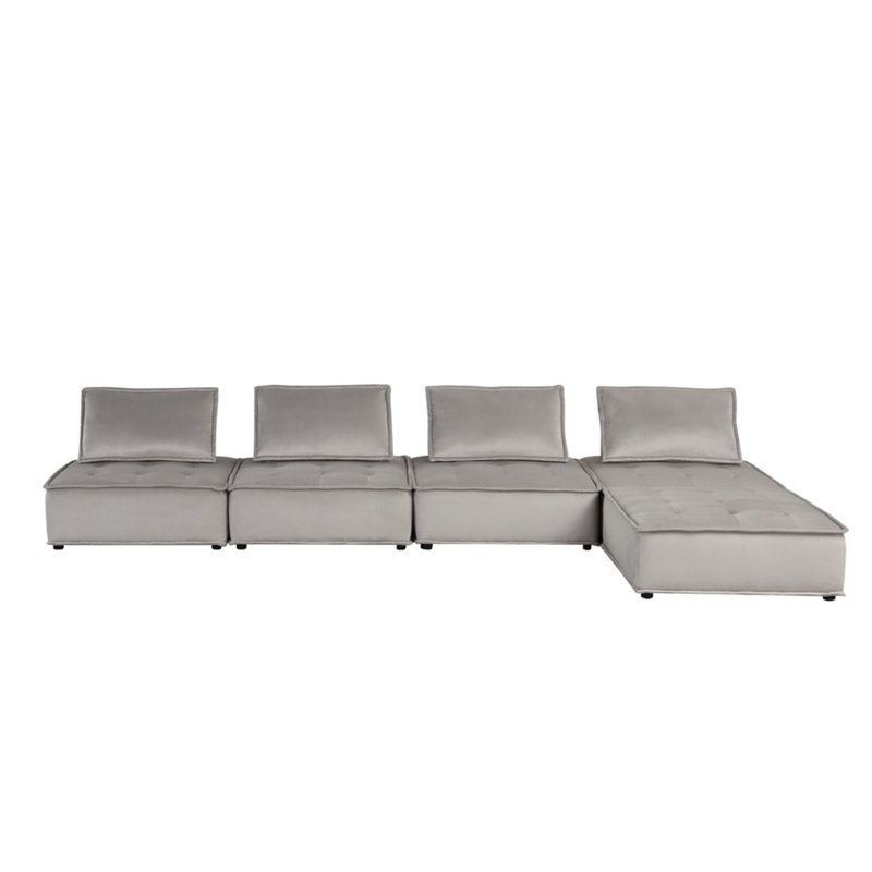 Sebron Upholstered Sectional, Gray Velvet, 29" H x 120" W x 120" D