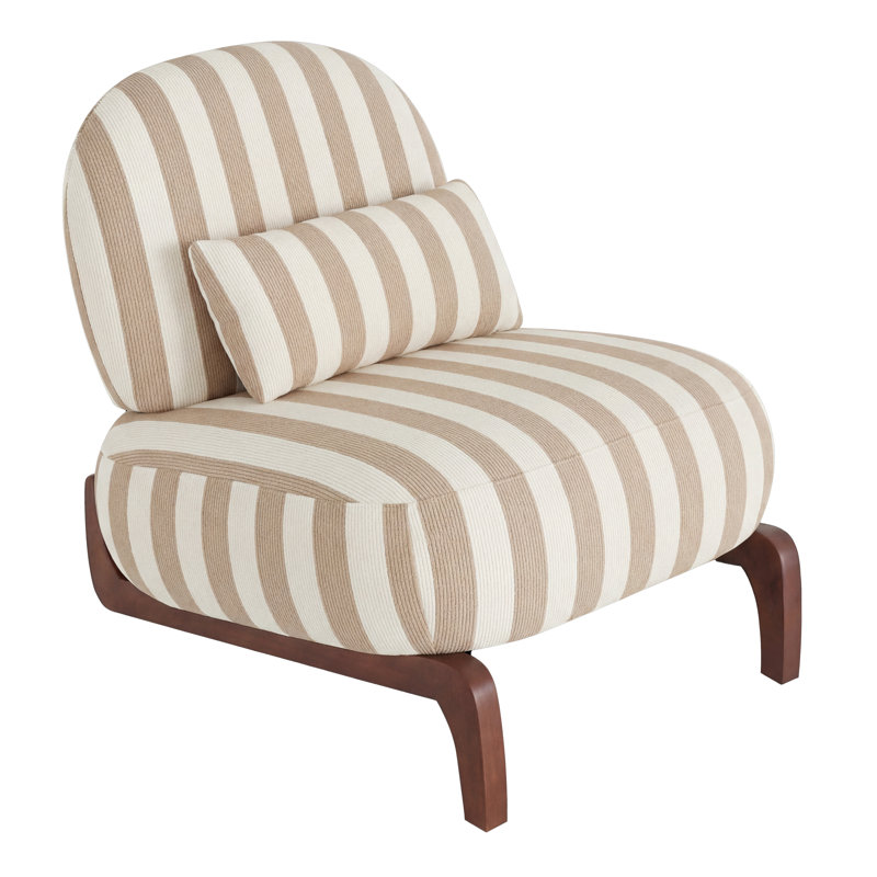 Méridienne Mid-Century moderne avec base traîneau, Ivoire / coton taupe chaud