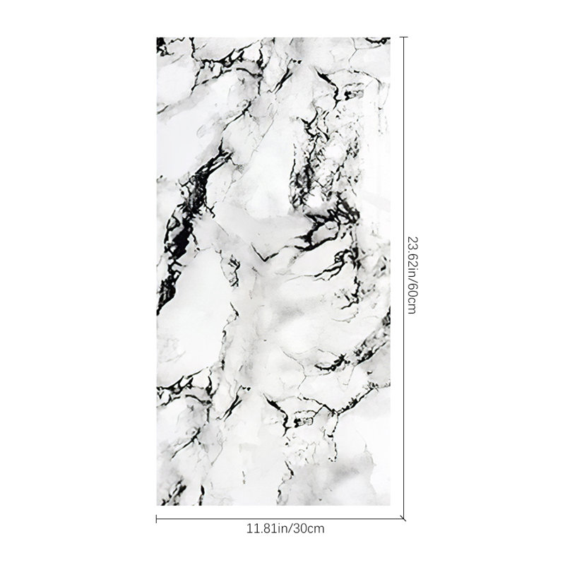 Deivids Peel and Stick Marble Wall Tile, White/Black