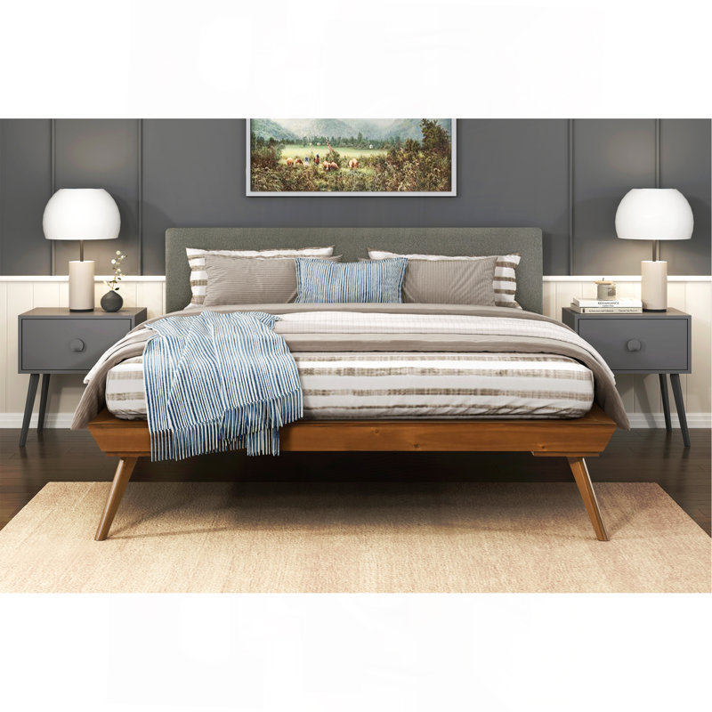 Meuble-lit tapissier gris foncé 1pc, Grand lit