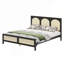 Lit plateforme en bois avec tête et pied de lit en rotin, fabrication robuste, aucun sommier requis, assemblage facile-1962434065-1962434079