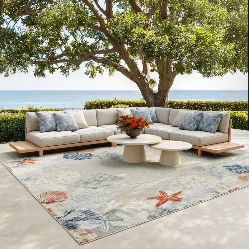  Tapis de bord de mer multicolore 7 pi 10 po x 9 pi 10 po Suncoast, Rectangle 7 pi 10 po x 9 pi 10 po, Multi-couleur
