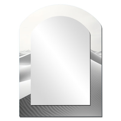 Eternal Desert Dreams Minimalism I - Minimalism Asymmetrical Mirror, White Arch Decorative Wall Mirror, Printed Metal Art