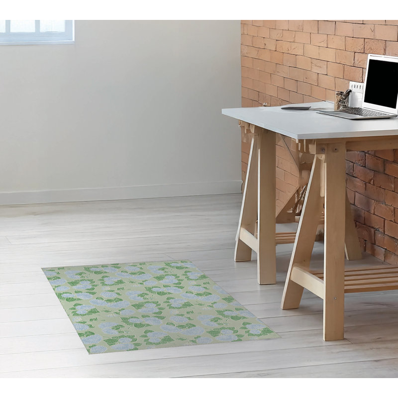 Tapis de bureau antidérapant Hydrangea, L 36 po x P 60 po, Sauge