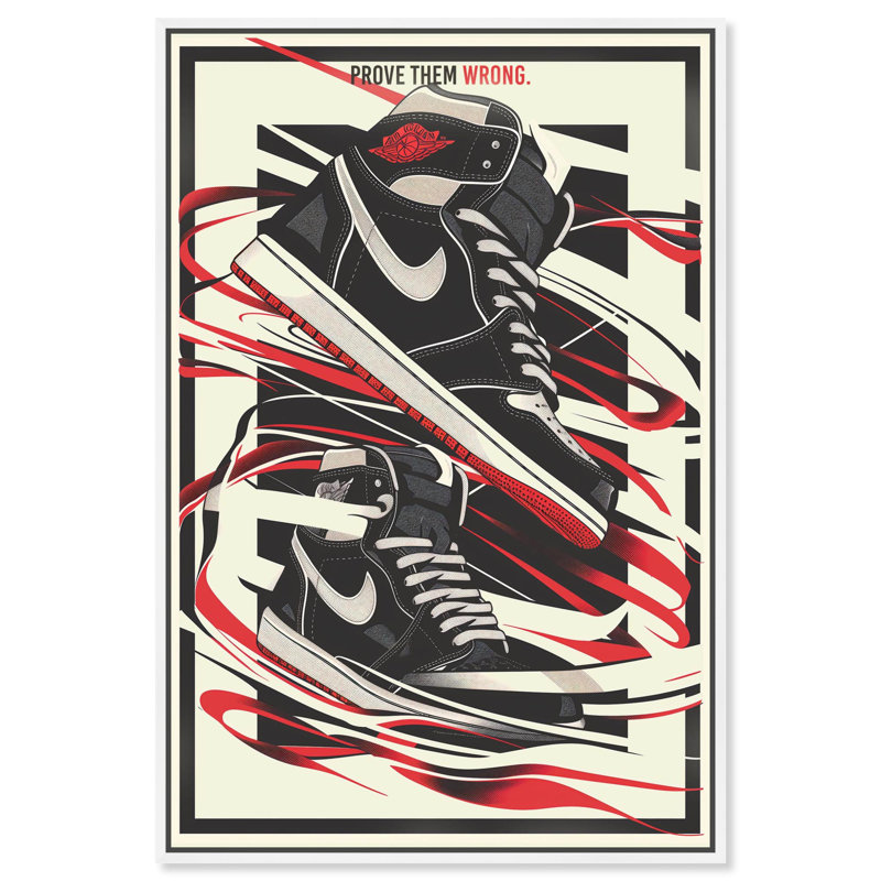 Toile Prove Them Wrong Sneakers par Art Remedy, H 46 po x l 31 po, Cadre flottant, White