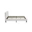 Ensemble de chambre à coucher 2 pièces - Lit grand capitonné à boutons - Tête de lit tapissier en tissu de velours blanc lin et table de chevet au fini gris urbain-879351922-879351934