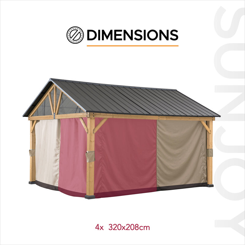 Curtain for Sunjoy cedar wood gazebos, 220cm H x 320cm W x 126cm D