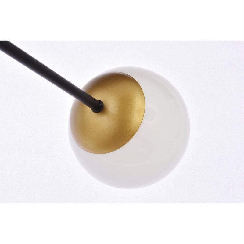 Lustre linéaire moderne Spoutnik à 6 lumières Caisha, Noir / laiton / blanc, H 6 po x l 36 po x P 36 po