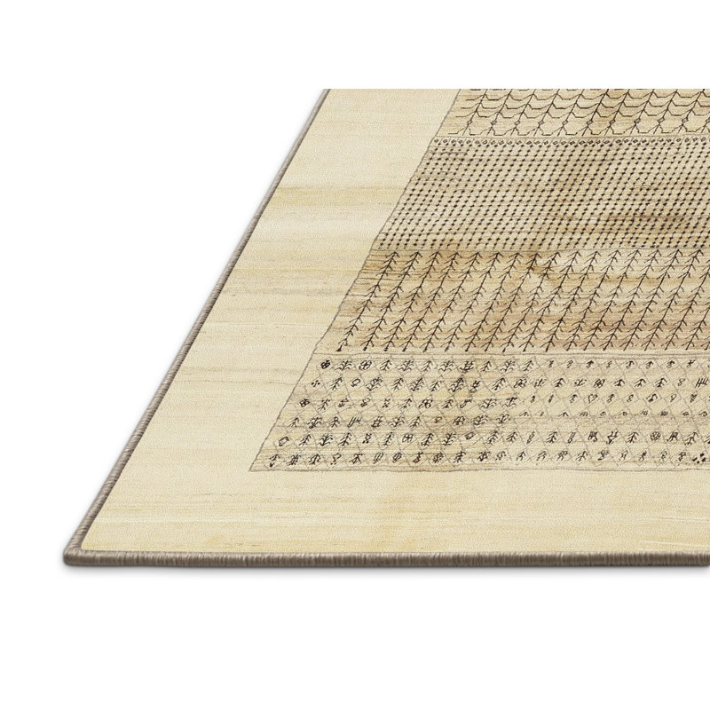 Tapis crème/brun/gris/zone contemporaine, Rectangle 6 pi x 9 pi