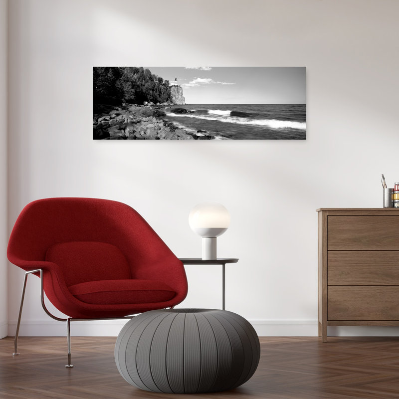 Lighthouse on a cliff Split Rock Lighthouse Lake Superior Minnesota USA 1 Piece Wrapped Canvas Panoramic Wall Art