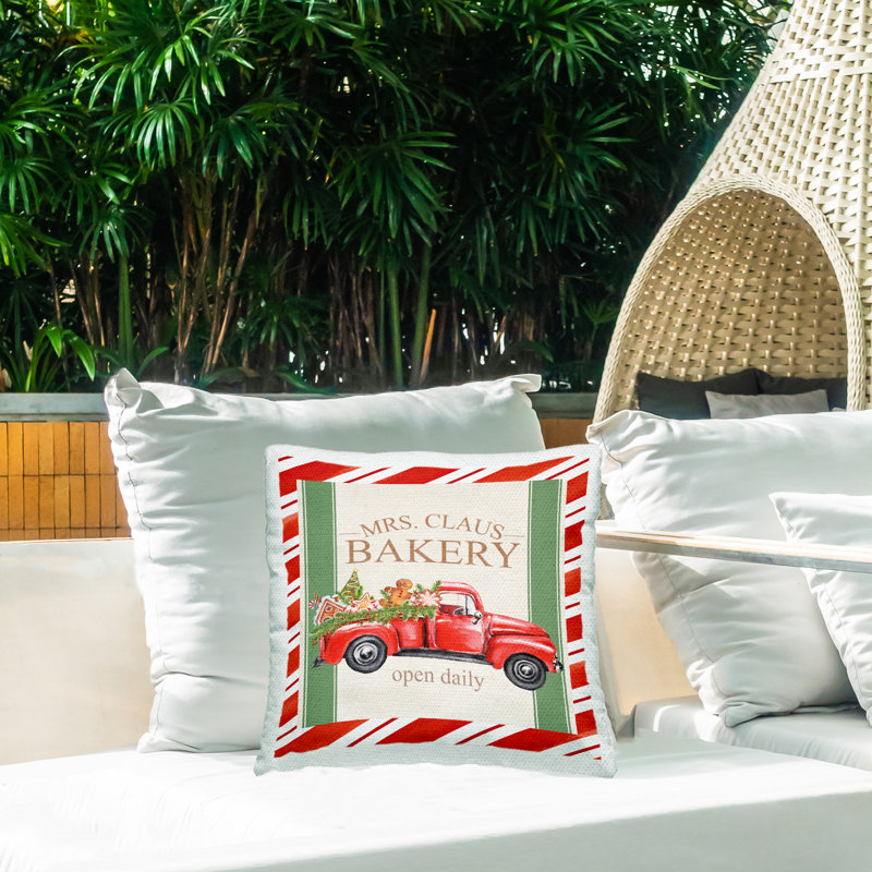 Coussin d'extérieur à motif de Noël, madame Claus Bakery par ND Art