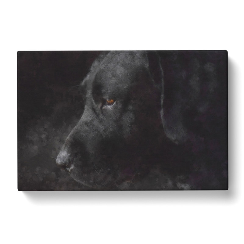 Black Labrador Retriever - Wrapped Canvas Painting, 60cm H x 91cm W x 3cm D