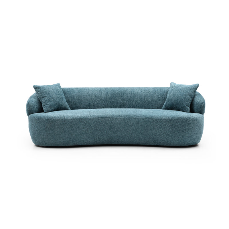 Canapé moderne Mid-Century courbé, canapé 3 places Cloud, Bleu