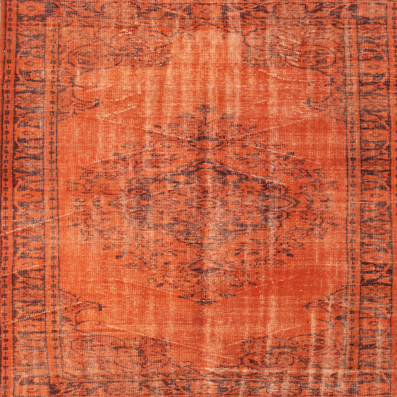 Tapis contemporain orange, Carré 5 pi