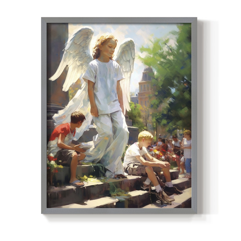 Religious Series CDLX, reproduction encadrée - bois massif, Gris, H 21 po x l 17 po