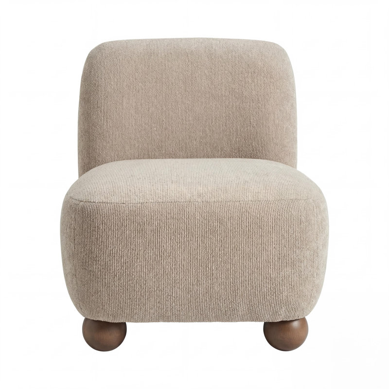 Upholstered Fabric Armless, Beige