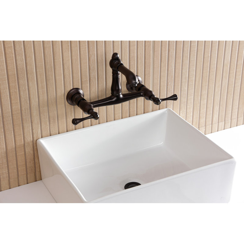 Kingston Brass English Country Two-Handle 2-Hole Wall Mount Bathroom Faucet, Oil Rubbed Bronze