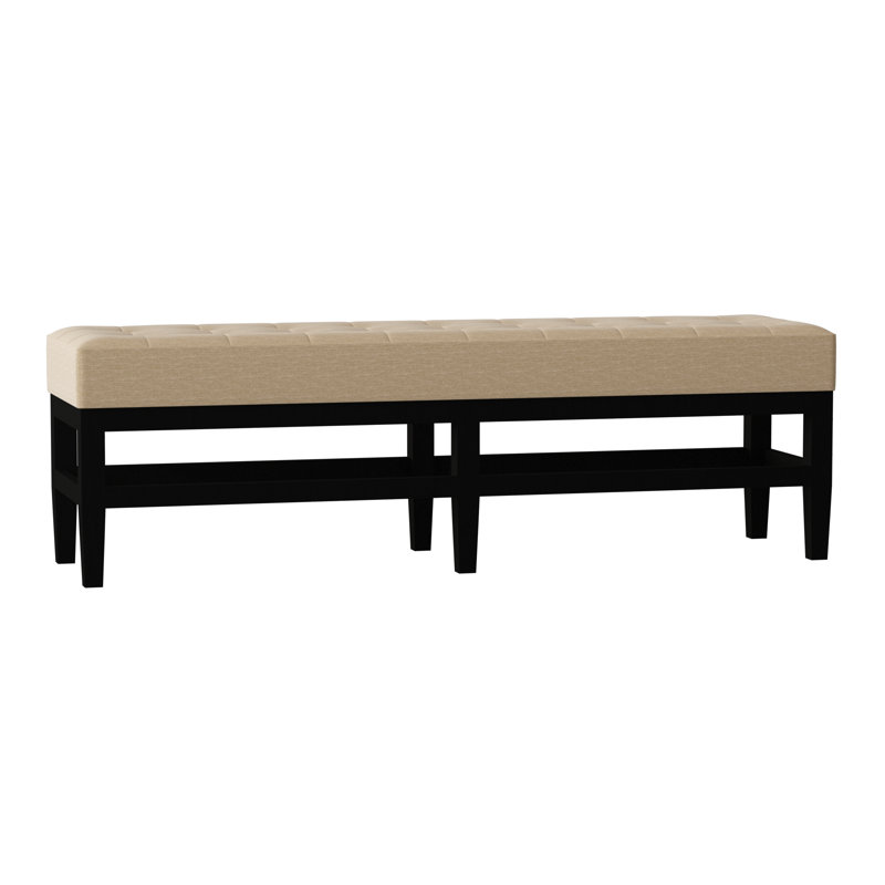 Galindo-White Upholstered Bench, Key Bisque, Walnut