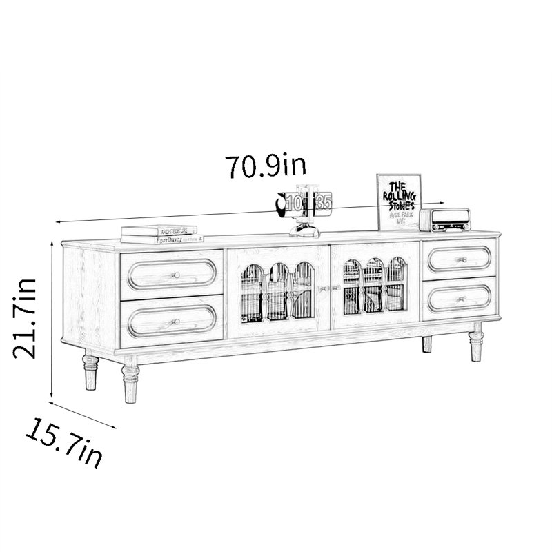 Meuble télé rétro, 70.9'', Cerisier
