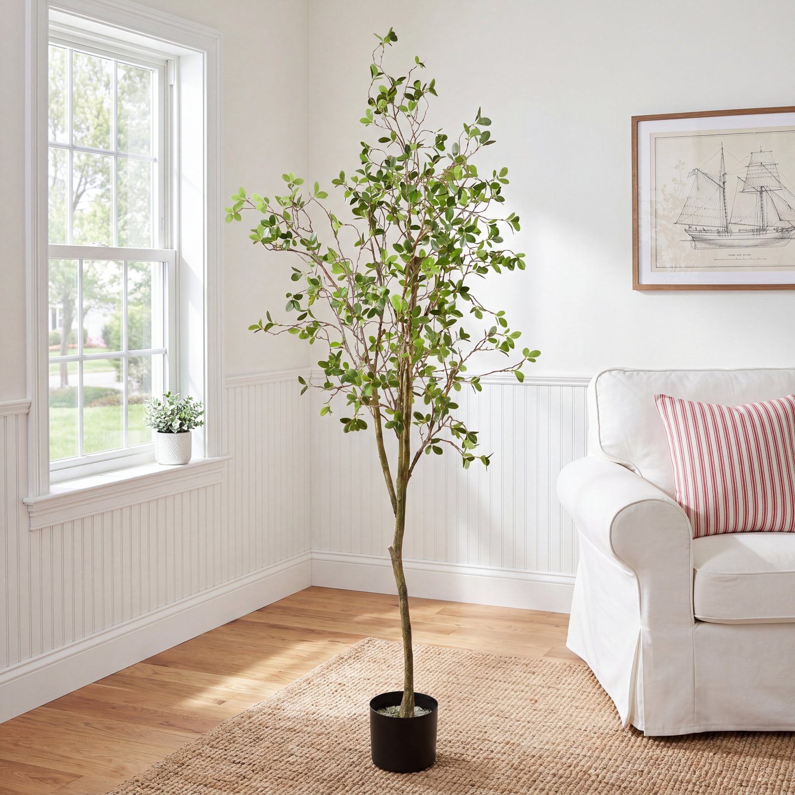 Milan Leaf Tree in Pot, 72" H x 28" W x 28" D