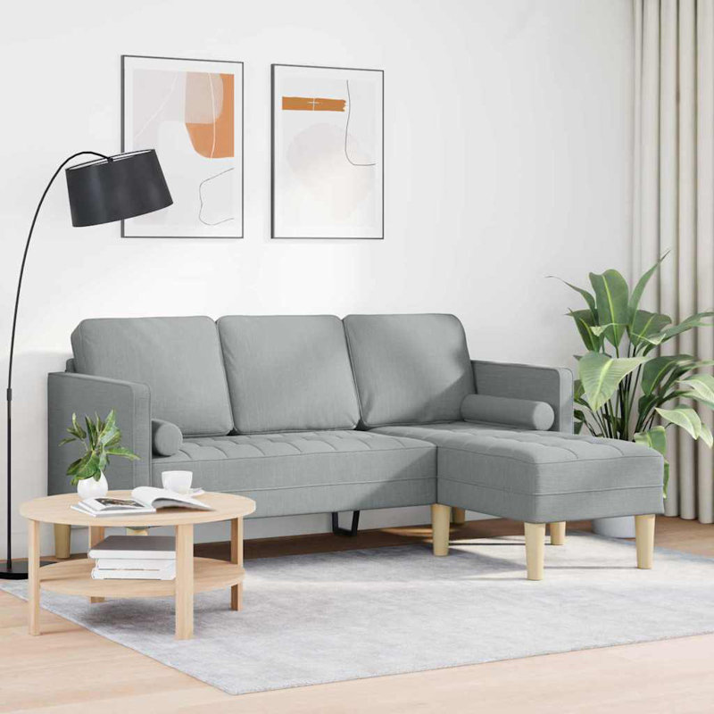 vidaXL Sofa Set with Cushion Light Grey Polyester, Light Gray