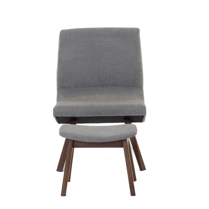 Danity Upholstered Lounge Chair With Ottoman, Silver Grey