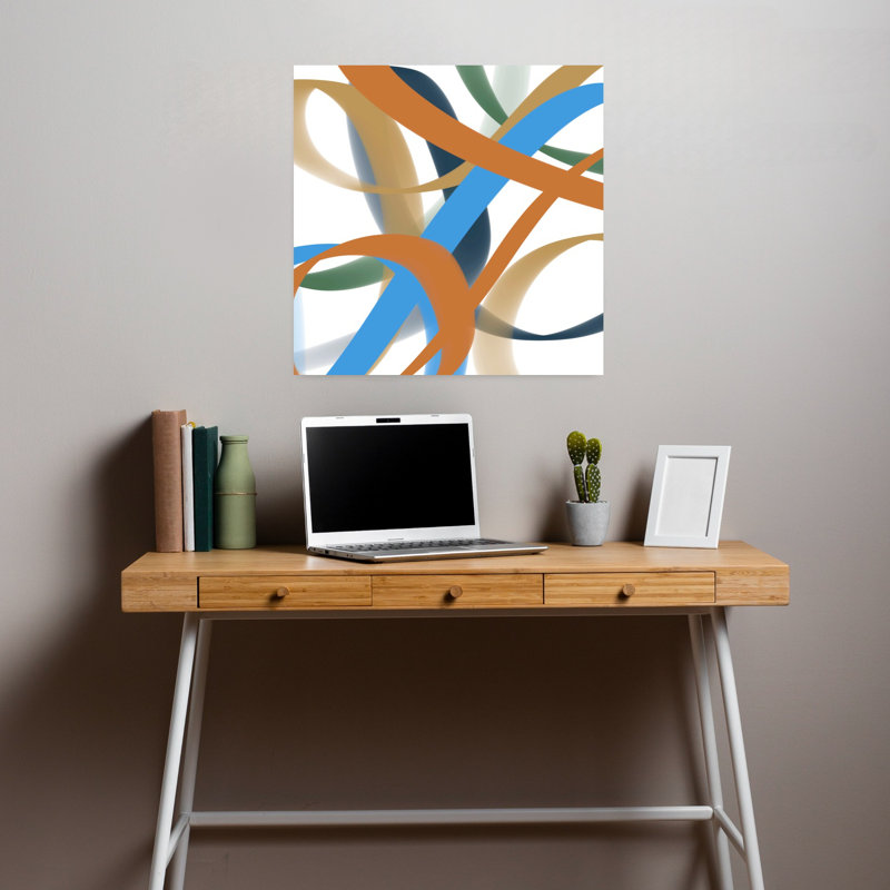 Art contemporain abstrait coloré, H 18 po x l 18 po