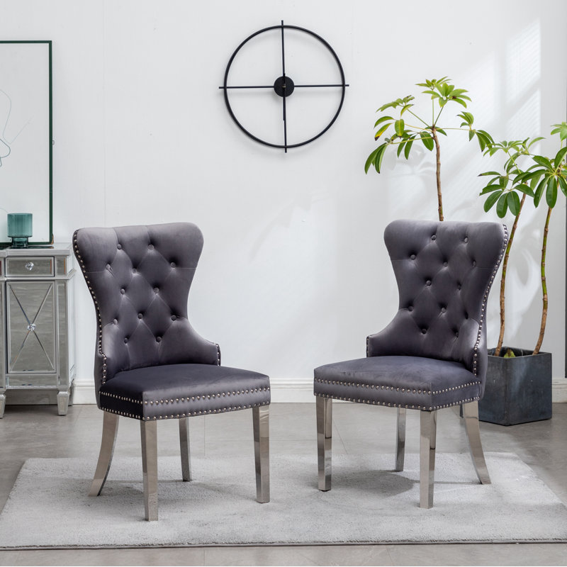 Chaise de salle à manger rembourrée Izzabelle, Gris