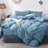 MooMee Lightweight Duvet Cover Set with Zipper Closure 8 Ties 100% Washed Cotton Linen Like Textured Soft Breathable All-Season-109236635-111219964