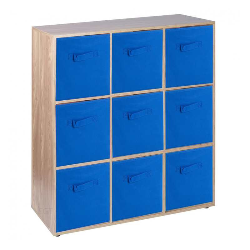 Milanna 90.5cm H x 89cm W Cube Bookcase, Oak/Dark Blue