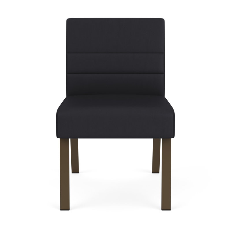 Chaise d'invité sans accoudoirs Waterfall, Bronze, Vinyle noir Patriot Plus
