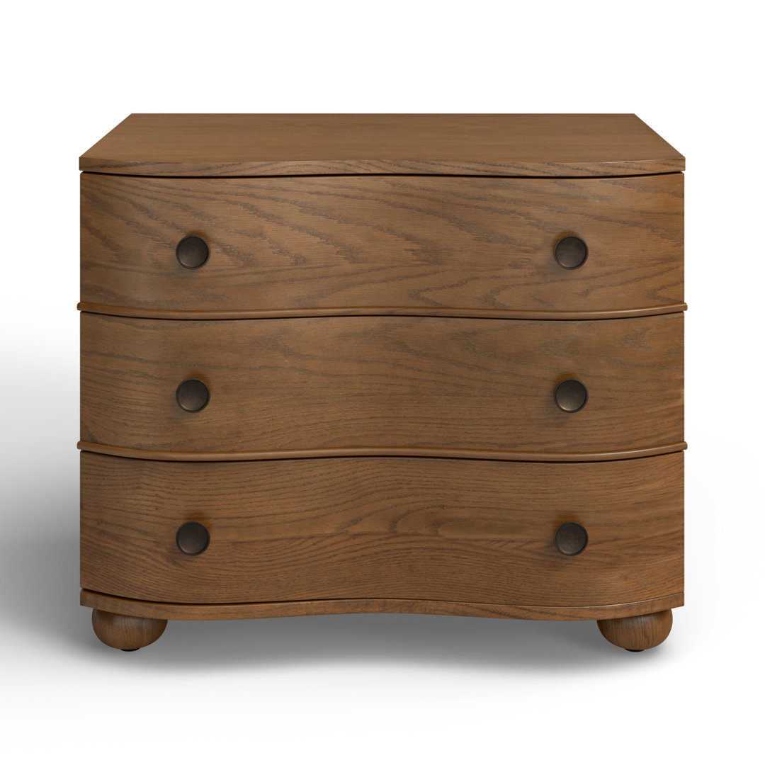 Tariel 3 - Drawer Solid Wood Nightstand in Toasted Oak Birch Lane™ 
