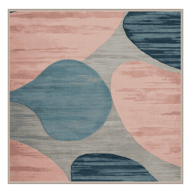 Tapis rose aquarelle lavable à la machine, Carré 3 pi