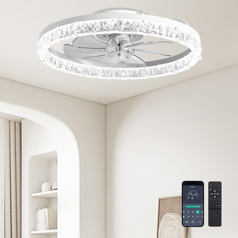 Ventilateur de plafond à profil bas 20 po à intensité variable avec lumières et télécommande, Nickel