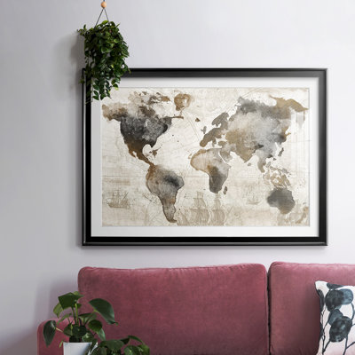 Carte antique encadrée sur papier