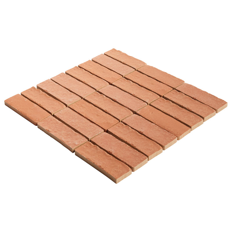 Brixon 12x12 Stacked Matte Porcelain Mosaic Tile, Canyon Red