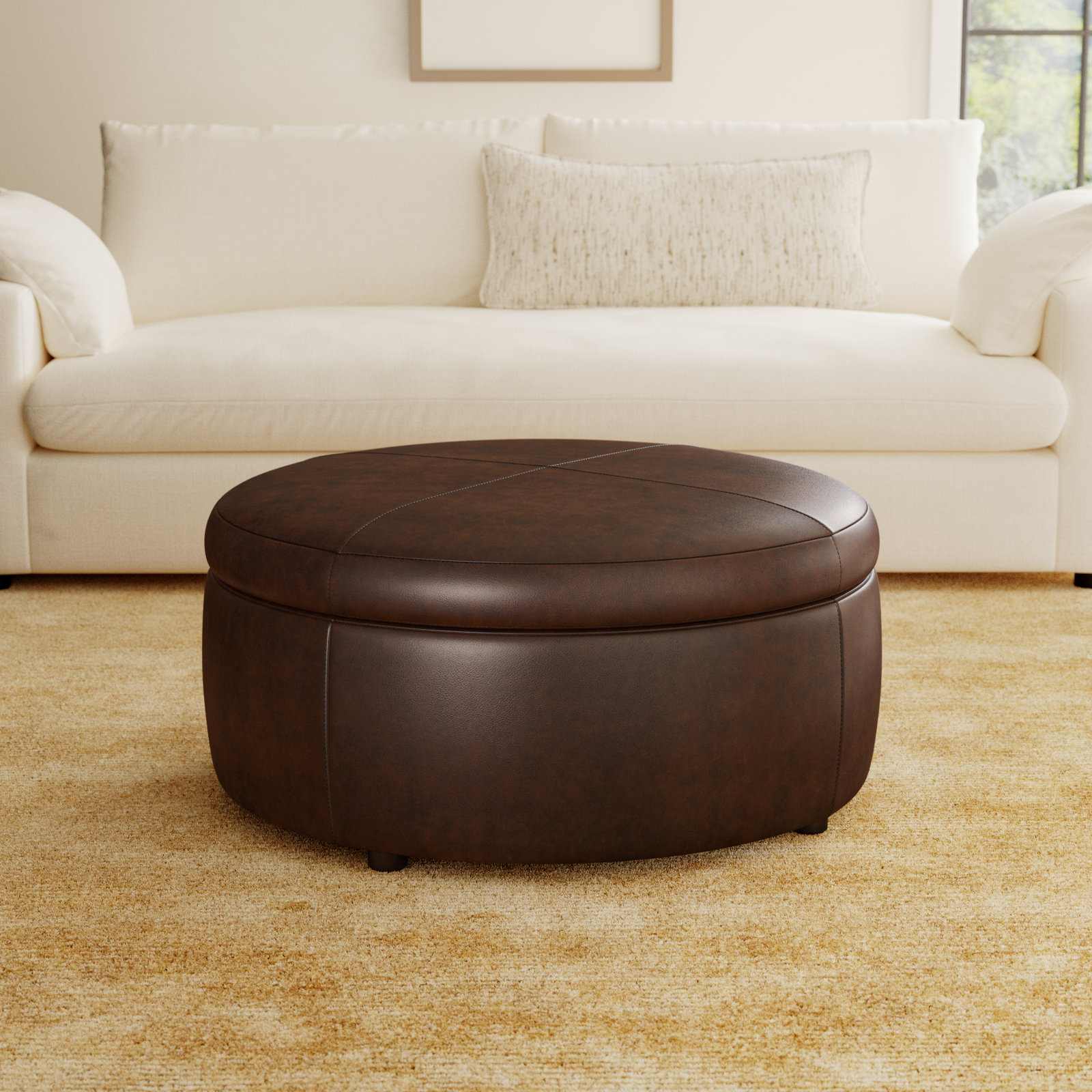 Murano 37" Ottoman, Steamboat Driftwood Genuine Leather