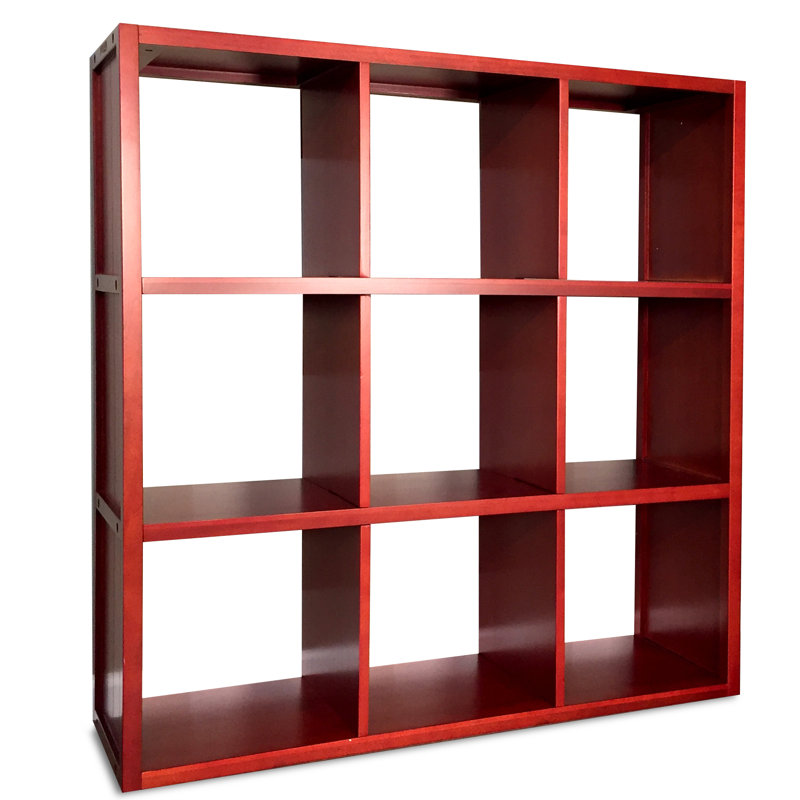 John Louis Home Solid Wood Cube Organizer, Red Mahogany, (9 Shelves) 40.25"H x 37.75"W x 11.75D