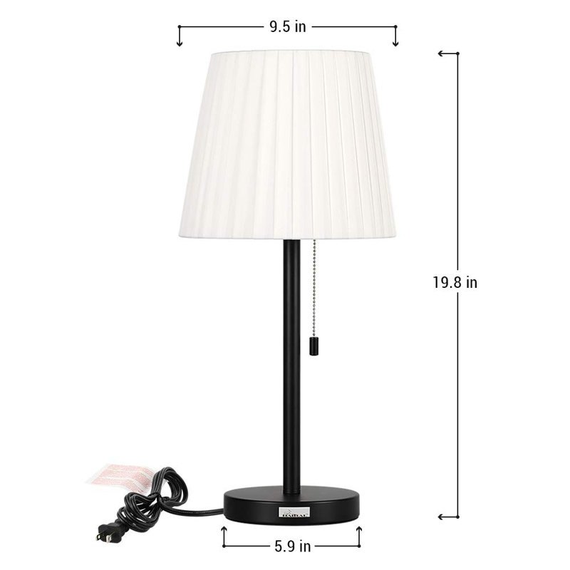 Metal Table Lamp, White, Black