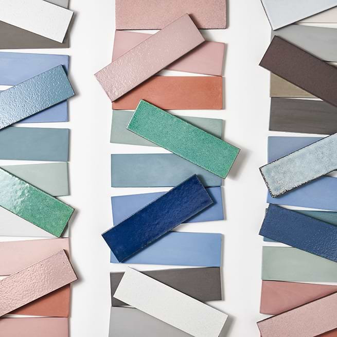 Color One Blend 2x8 Cement and Lava Stone Tiles, Pink
