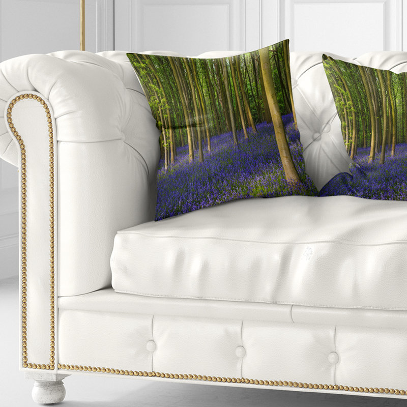 Coussin imprimé «Bluebell Woods in Oxfordshire», 18 po x 18 po, Coussin décoratif