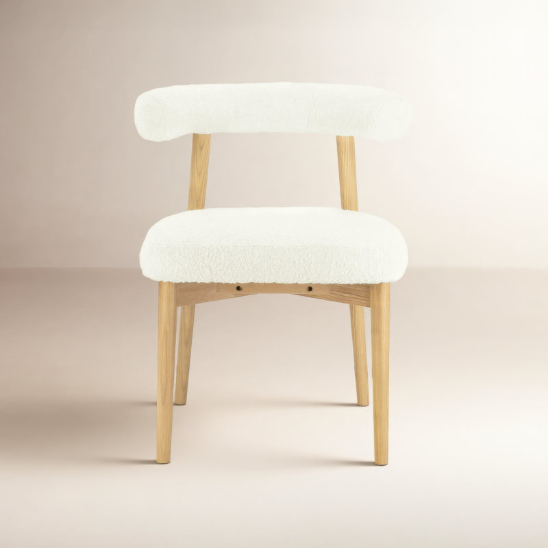 Kason 18.5'' H Upholstered Ash Side Chair, White, Natural