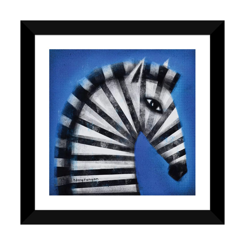 «Striped Profile» par Terry Runyan - imprimé, H 24 po x l 24 po x p 1 po, Papier encadré noir, Blanc