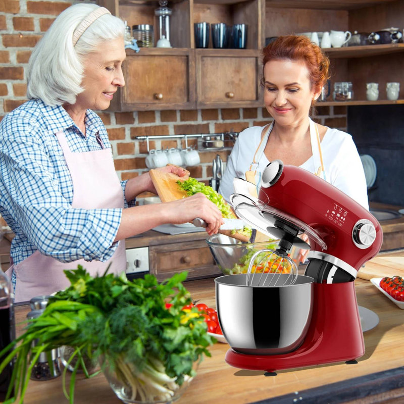 6-qt 12-speed Tilt-head Stand Mixer With Bowl, Dough Hook, Beater, Whisk, & Accessories, Red